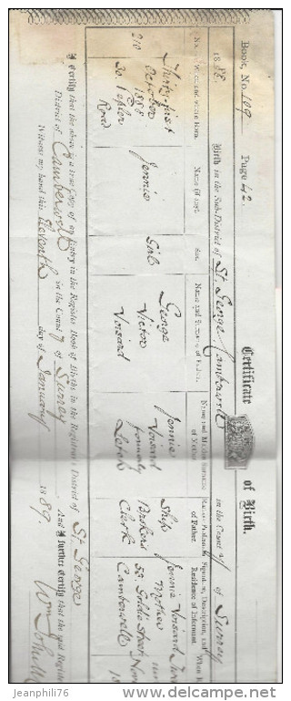 Certificat De Naissance (certificate Of Birth) "consulat De France* Londres* Traduit Au Havre - Unclassified
