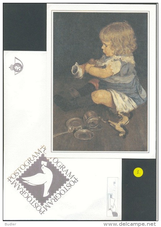 BELGIE/BELGIQUE - 1984 : Postogr 3-gr.** : PAINTING,KIND,ENFANT,CHILD,JOUETS,TOYS,TIN,ETAIN,PEWTER,TINWARE, - Postogram