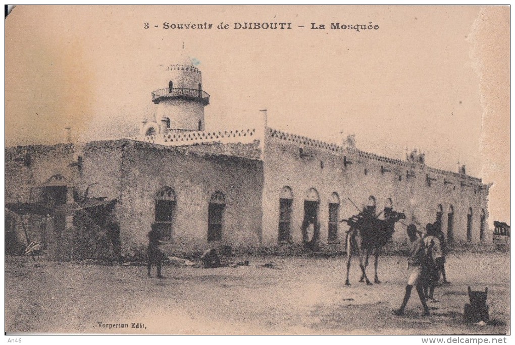 SOUVENIR DE DJIBOUTI-LA MOSCHEA--ORIGINALE D´EPOCA 100% 2 SCAN -PEZZETTINO D'ANGOLO MANCANTE IN ALTO A SINISTRA - Somalia