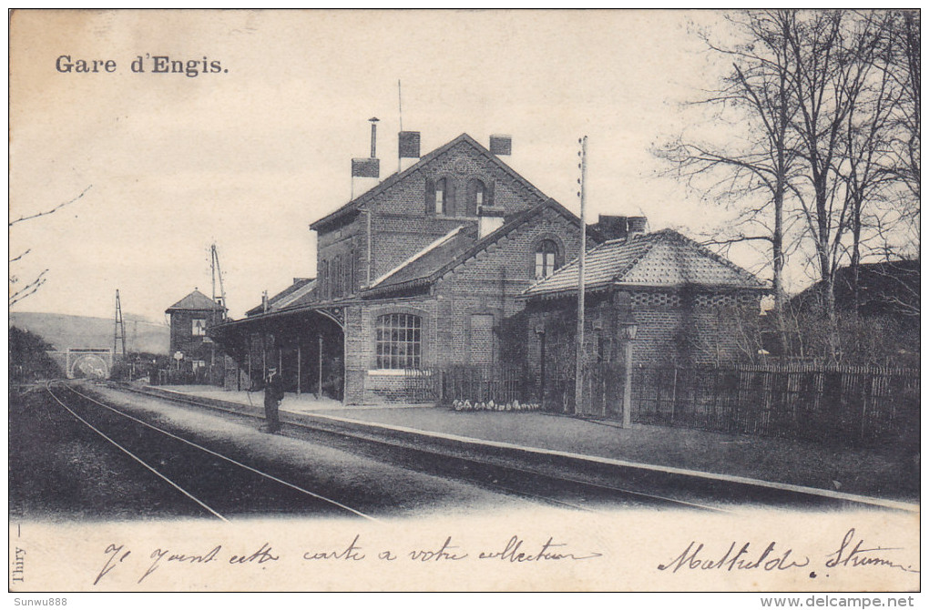 Gare D'Engis (animée, Précurseur, 1902, Thiry) - Engis