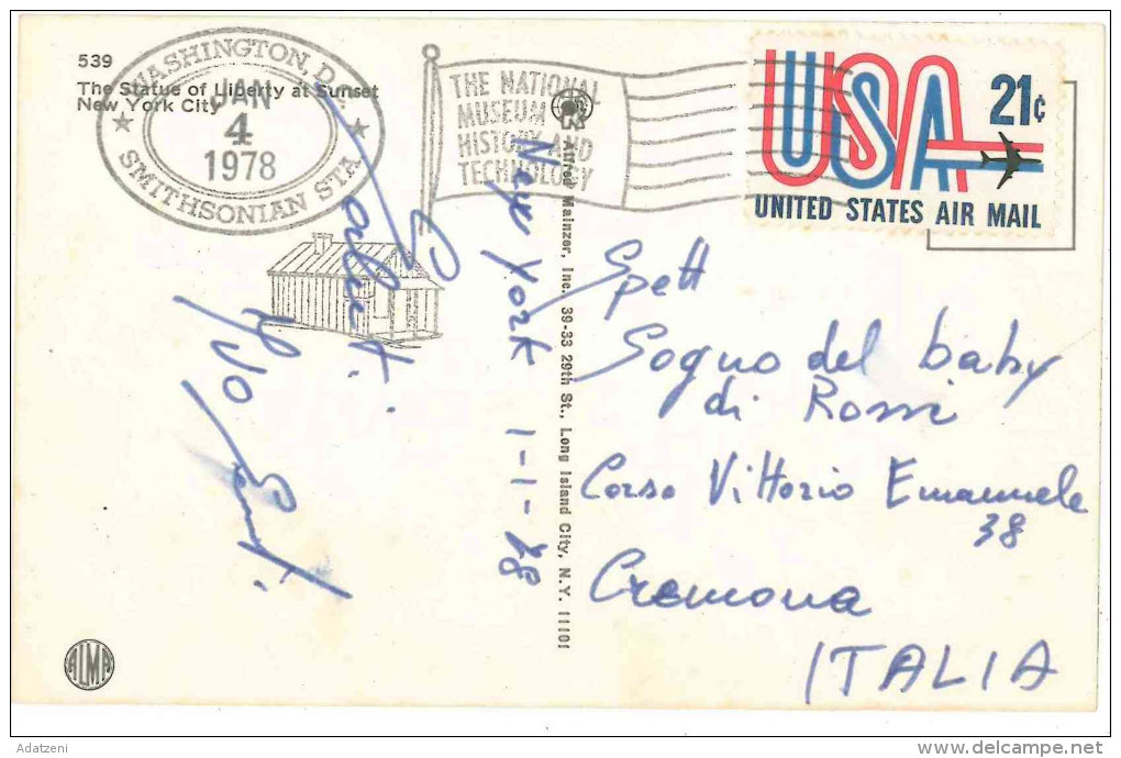 FRA CARTOLINA POST CARD STATI UNITI D’AMERICA U.S.A. UNITED STATES OF AMERICA NEW YORK CITY – THE STATUE OF LIBERTY AT S - Estatua De La Libertad