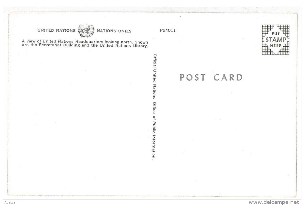 FRA CARTOLINA POST CARD STATI UNITI D’AMERICA U.S.A. UNITED STATES OF AMERICA NEW YORK CITY – A VIEW OF UNITED NATIONS H - Autres Monuments, édifices