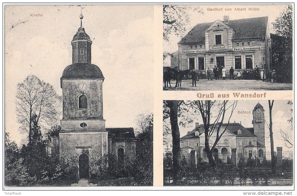 Gruß Aus WANSDORF Gem Schönwalde Havelland Gasthof Albert Hintze Schloß Kirche 28.3.1920 - Schoenwalde