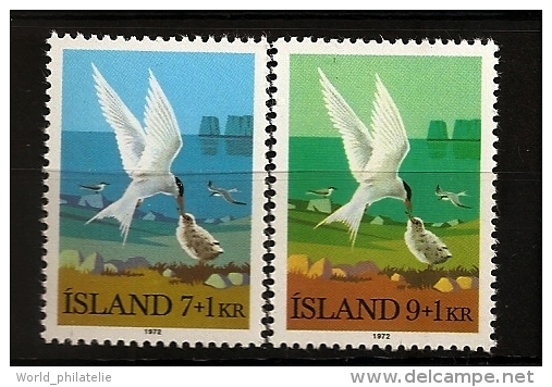 Islande Island 1972 N° 422 / 3 ** Timbre De Charité, Oiseau, Sterne Arctique, Sterna Paradisaea, Migration, Becquée - Unused Stamps