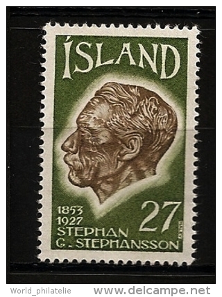 Islande Island 1975 N° 457 ** Emigration, USA, Etats-Unis, Stephan Stephansson, Poète, Agriculteur, Ecrivain, Féminisme - Neufs