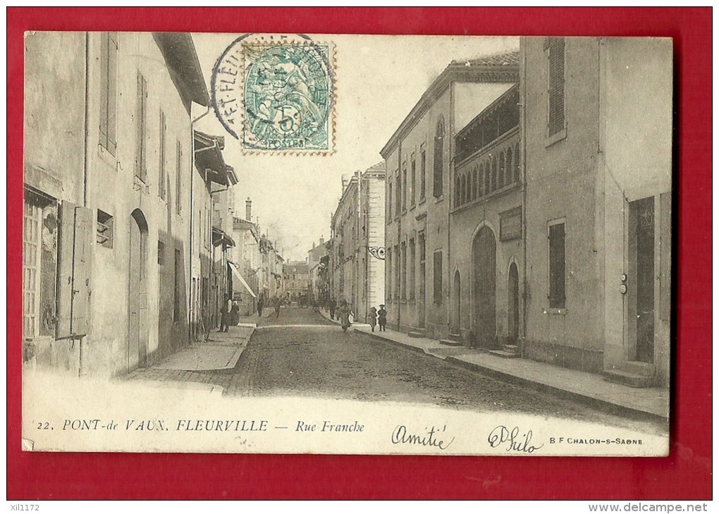 MBE-20  Pont-de-Vaux  Fleurville, Rue Franche, Animé. Cachet Frontal - Pont-de-Vaux