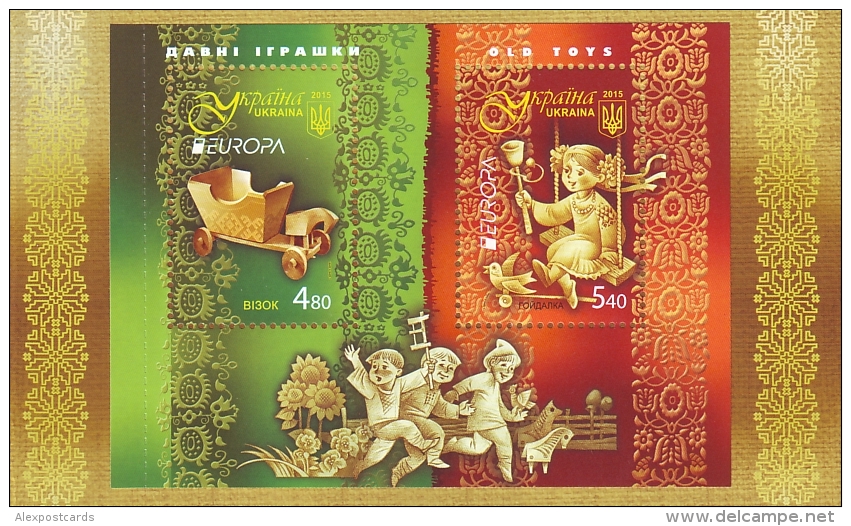 UKRAINE 2015. EUROPA: OLD TOYS. Booklet With Block Mi-Nr. 1489-90 MH 15. Mint (**) - 2015