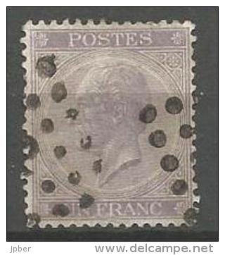 (R006) Belgique N°21 Obl.  Léopold 1er - 1865-1866 Profile Left