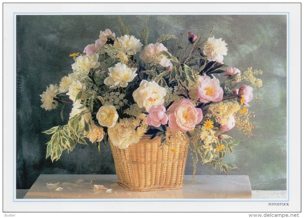 Postogram 93-G :1995: ## Mandje Rozen ## : FLORA,ROSES, RUIKER,BOUQUET,MAND,PANIER,CORBEILLE,BASKET, - Postogram