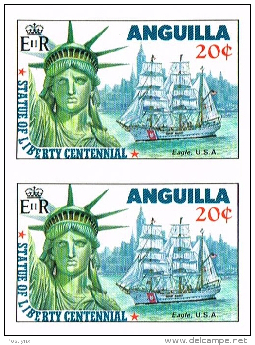 ANGUILLA 1985 Ship Eagle Ex-Horst Wessel Liberty 20c. IMPERF. PAIR Bicentennial USA-related Ge[non Dentelé, Geschnitten] - Anguilla (1968-...)