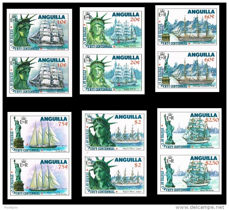 ANGUILLA 1985 Ships Liberty IMPERF.PAIRS:6 Bicentennial USA-related  [non Dentelé, Geschnitten,no Dentado] - Anguilla (1968-...)