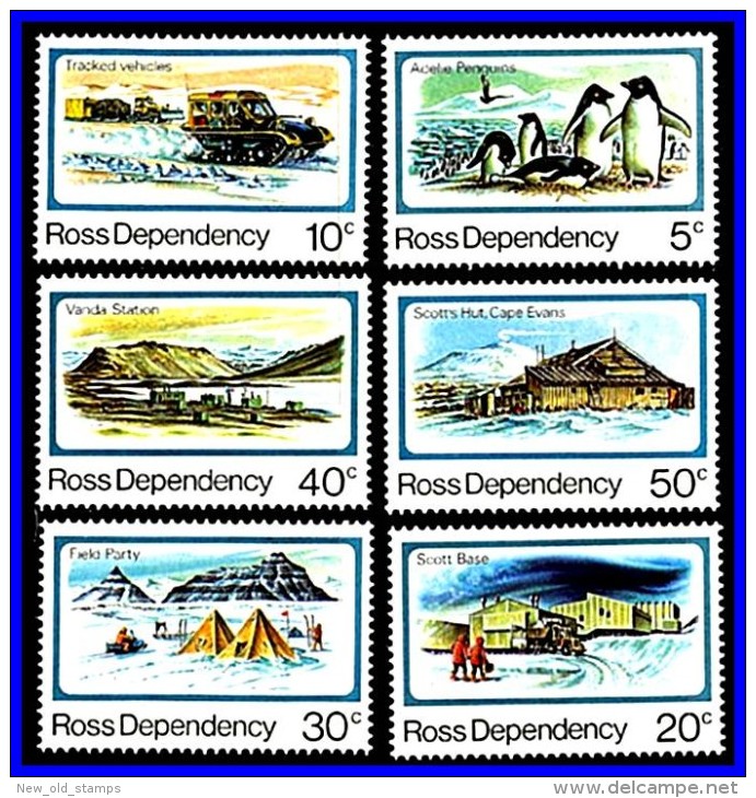 NEW ZEALAND/ROSS DEP. 1982 ANTARCTIC POLAR VIEWS SC#L15-20 MNH PENGUIN BIRDS  D1 - Unused Stamps