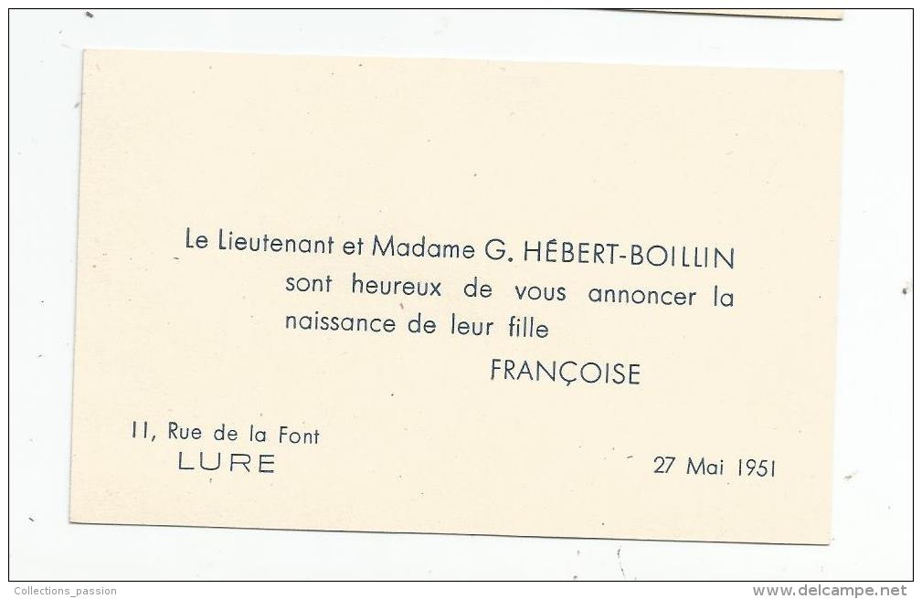 Faire Part De Naissance , LURE , Haute Saône , 1951 - Geboorte & Doop