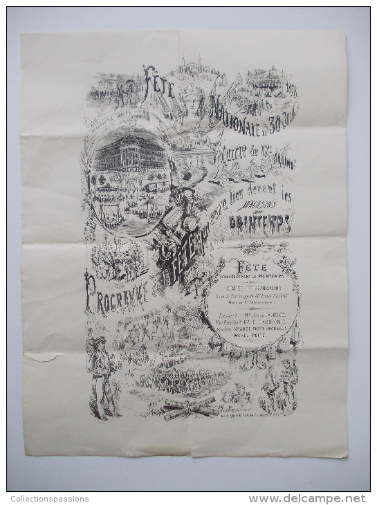 RARE - Programme De La Fête Nationale Du 30 Juin 1878 - Magasins Du Printemps. PARIS - Grand Format - - Programs