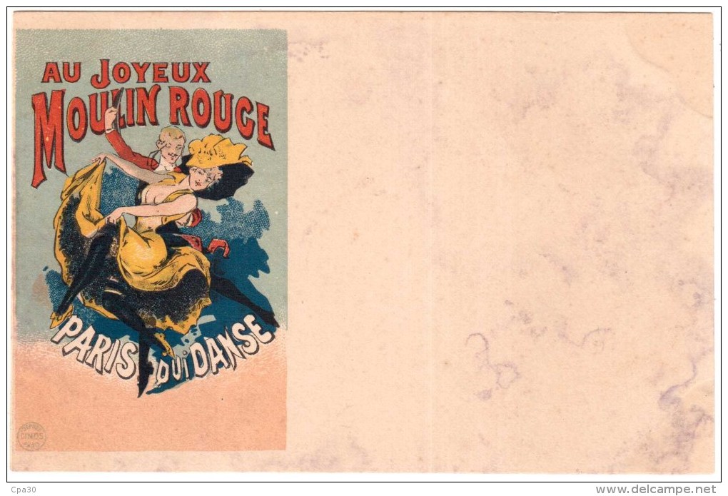 CARTE De La Série CINOS De L'illustrateur CHERET.AU JOYEUX MOULIN ROUGE.PARIS Qui DANSE - Altri & Non Classificati