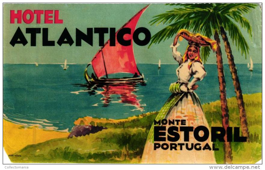 12 HOTEL Labels PORTUGAL Estoril Vouzela FUNDAO Vidago FATIMA Tomar PORTO SETUBAL - Hotelaufkleber