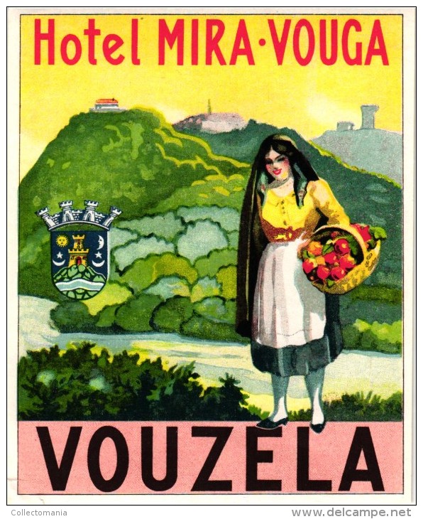 12 HOTEL Labels PORTUGAL Estoril Vouzela FUNDAO Vidago FATIMA Tomar PORTO SETUBAL - Hotelaufkleber