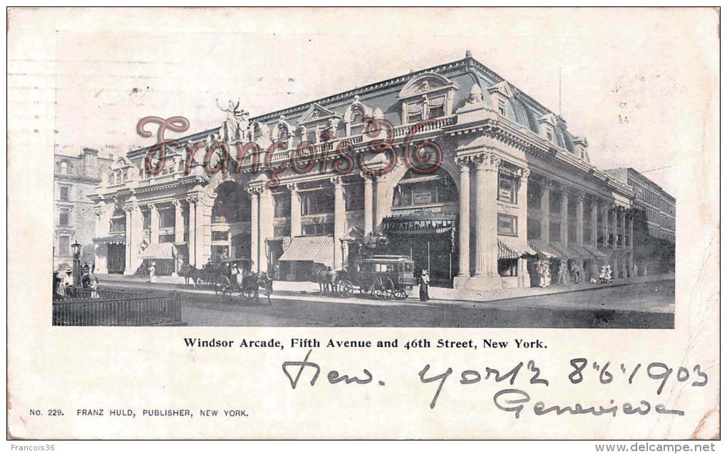 Windsor Arcade - Fifth Avenue And 46th Street - 1903 - New York - 2 SCANS - Autres & Non Classés