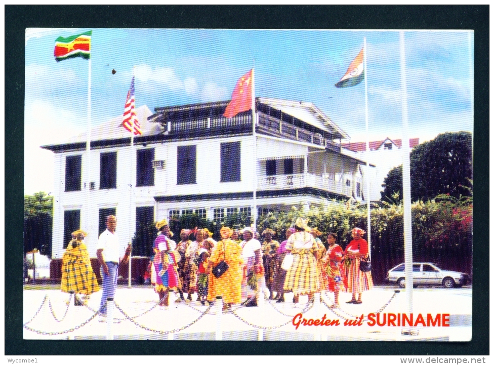 SURINAM  -  Paramaribo  Flag Square  Used Postcard As Scans - Surinam