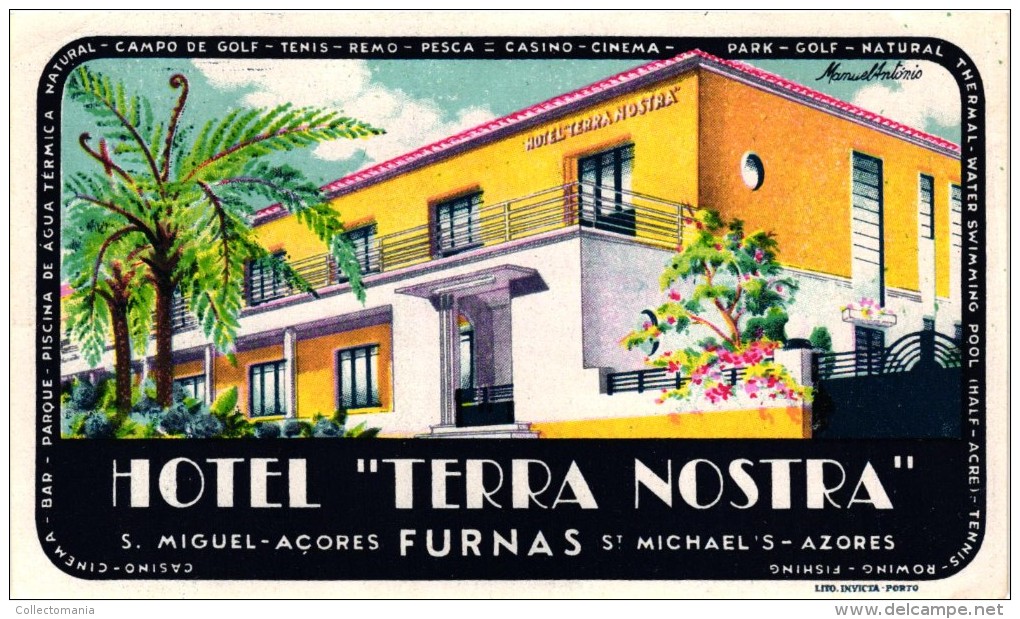 12 HOTEL Labels PORTUGAL  Estoril Porto Coimbra Leiria Braga Setubal EVORA Parede FURNAS AZORES - Hotel Labels