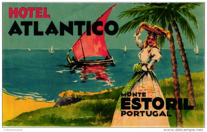 12 HOTEL Labels PORTUGAL  Estoril Porto Coimbra Leiria Braga Setubal EVORA Parede FURNAS AZORES - Hotel Labels