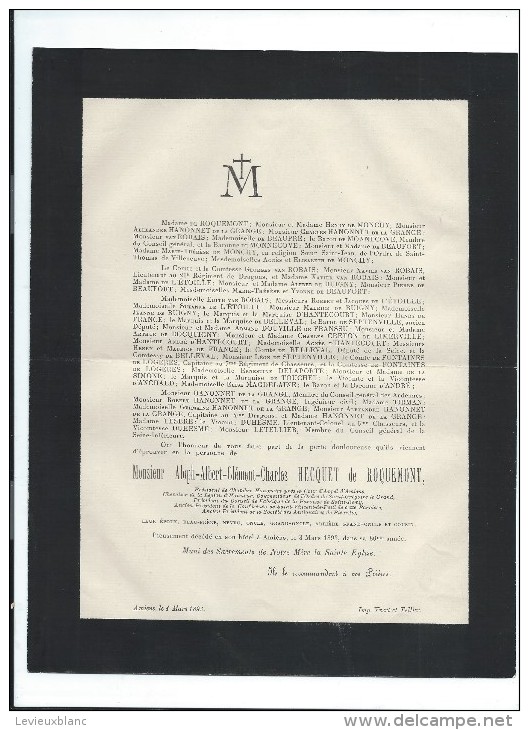 Aloph-Albert-Clément-Charles Hecquet De Roquemont/Amiens//1893   FPD16 - Obituary Notices