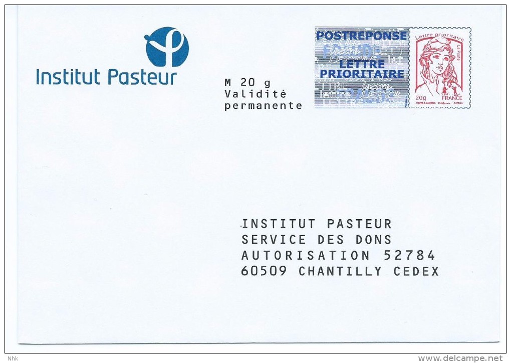 Entiers Postaux : Enveloppe Réponse Type Ciappa -Kavena Institut Pasteur 15P125 NF 316/12 ** - PAP : Antwoord /Ciappa-Kavena