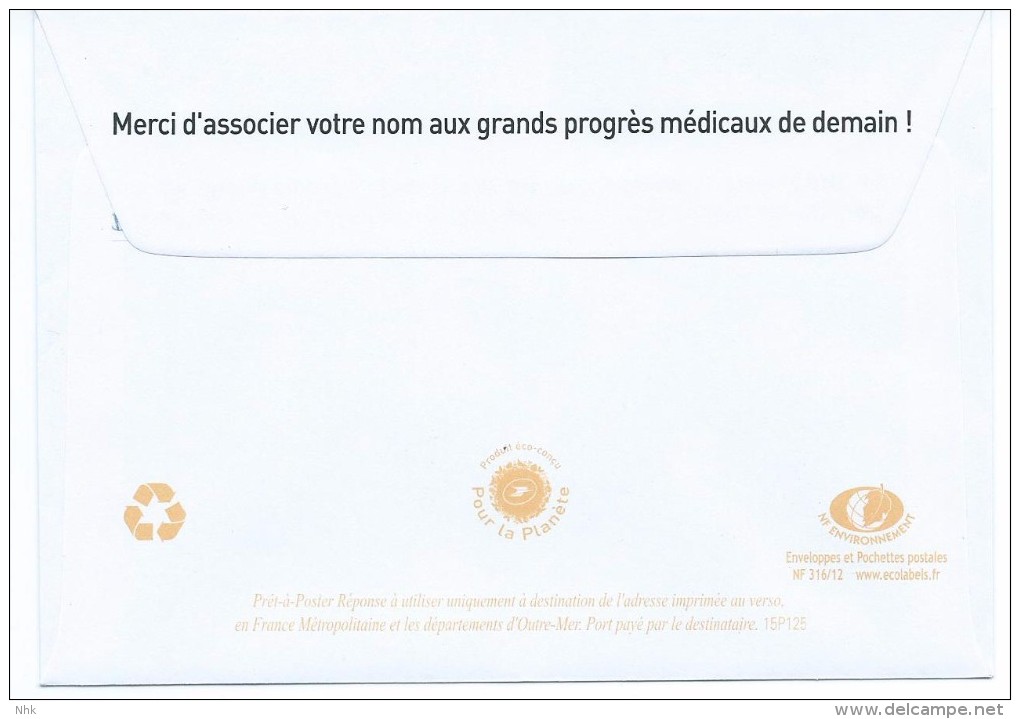 Entiers Postaux : Enveloppe Réponse Type Ciappa -Kavena Institut Pasteur 15P125 NF 316/12 ** - PAP : Antwoord /Ciappa-Kavena