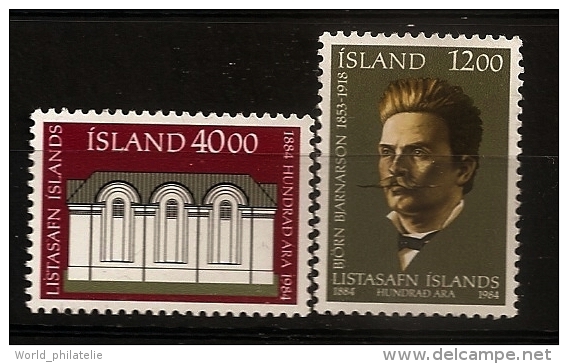 Islande Island 1984 N° 575 / 6 ** Musée D'art, Björn Bjarnarson, Architecture, Bâtiment, Tableau, Peintre, Danois, Maire - Nuevos