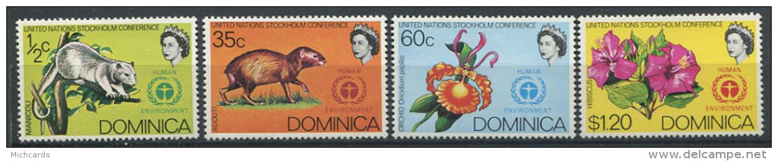 DOMINIQUE 1972 - Faune Et Flore (Yvert 331/34) Neuf * (MLH) Legere Trace De Charniere - Dominica (...-1978)