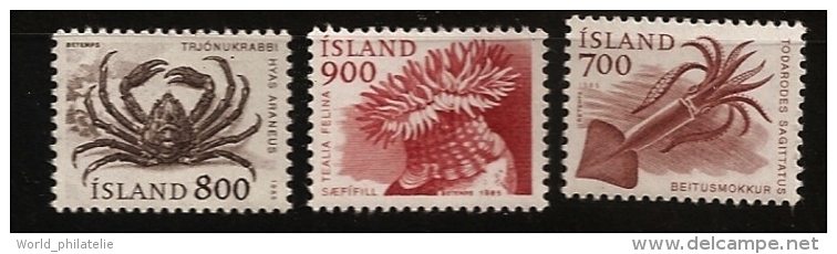 Islande Island 1985 N° 589 / 91 ** Courant, Faune Marine, Todarodes Sagittatus, Seiche, Crabe, Anémone De Mer, Hyas - Unused Stamps