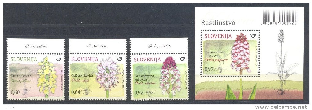 New 2015 Flora Flowers Orchids Orchidee MNH ** Lady Orchid Orchis Purpurea Pallens Simia Ustulata - Orchids