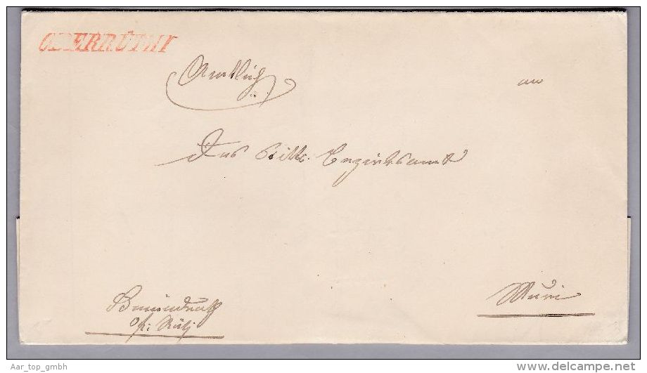 Heimat AG OBERRÜTHI 1854-06-30 Rot Kursiv-Lang-Stempel Auf Amtlich Brief Nach Muri - ...-1845 Prefilatelia