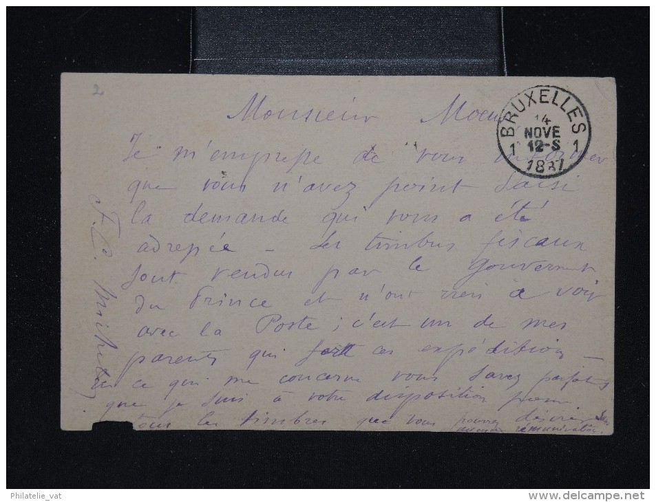 MONACO - Entier Postal Pour Bruxelles En 1887 - A Voir - Lot P11027 - Ganzsachen