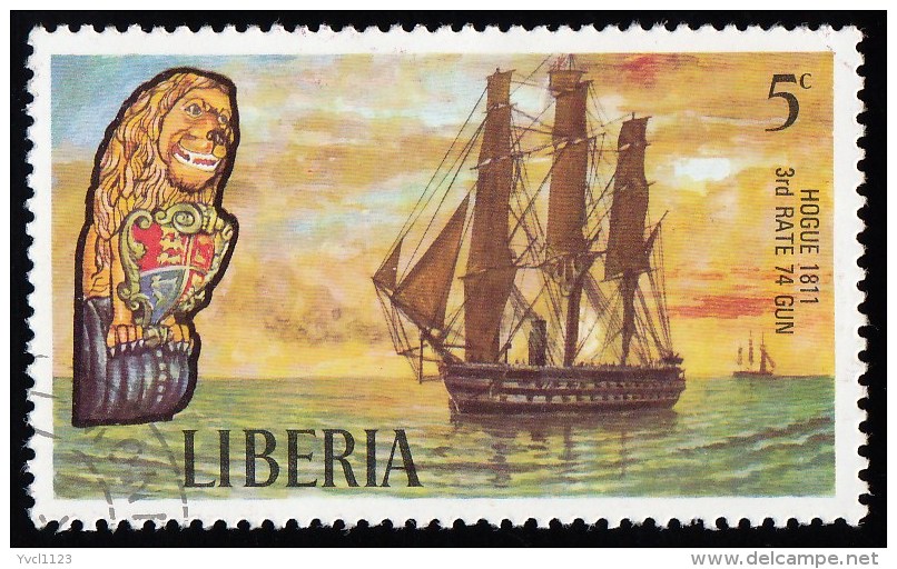 LIBERIA - Scott #609 Sailing Ship,  Hogue 1811 / Used Stamp - Liberia