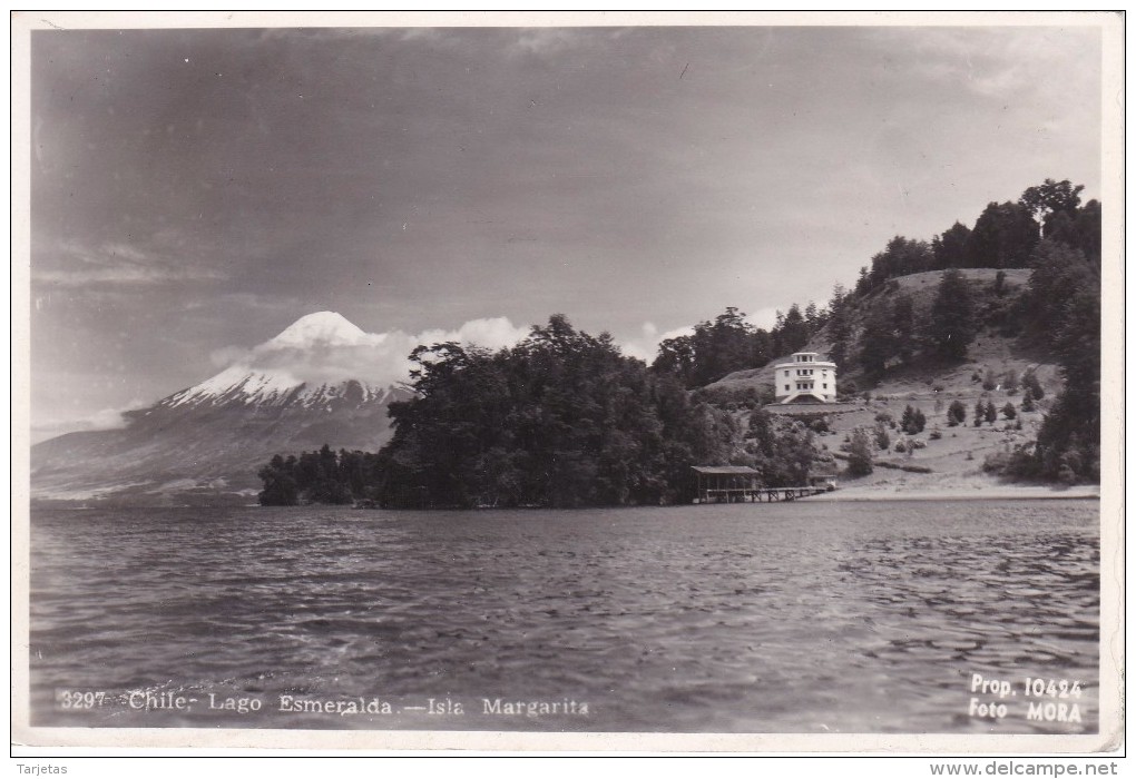 3297 POSTAL DE EL LAGO ESMERALDA EN ISLA MARGARITA DEL AÑO 1954 (FOTO MORA)  (CHILE) - Chile