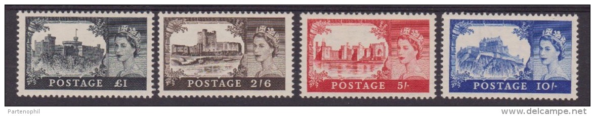 ** 1955 GRAN BRETAGNA GREAT BRITAIN  MNH CASTELLI CASTLES Q.E.II  283/86  CAT.  € 420,00 - Portomarken