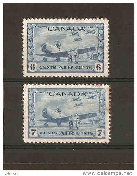 CANADA 1942 - 1943 AIR 6c And 7c SG 399/400 MOUNTED MINT Cat £37 - Neufs