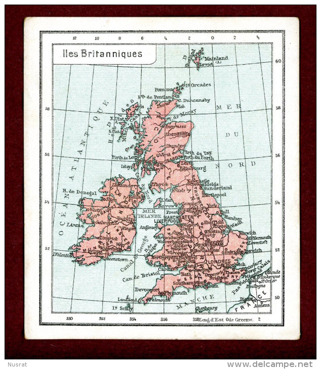 Chocolat Cacao Van Houten, Carte Géographie Iles Britanniques, Irlande, Angleterre, Ecosse - Map, UK, Ireland, Scotland - Van Houten