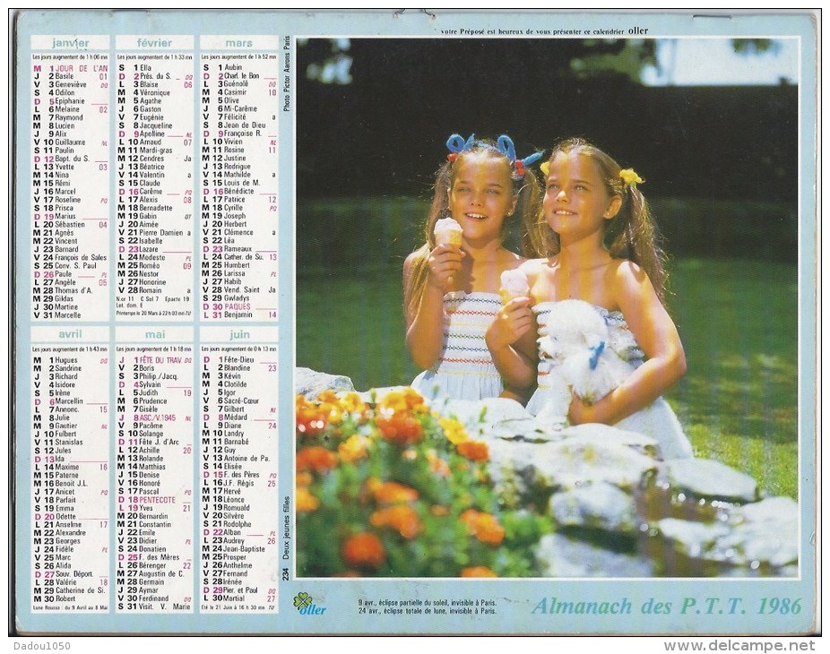 Calendrier Des Postes 1986 Département 69 - Grossformat : 1981-90