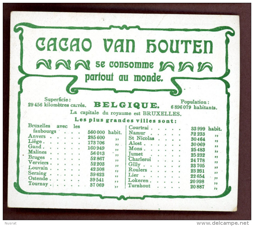 Chocolat Cacao Van Houten, Carte Géographie Belgique, België, Belgium, Voir Scans Pour Détails - Van Houten