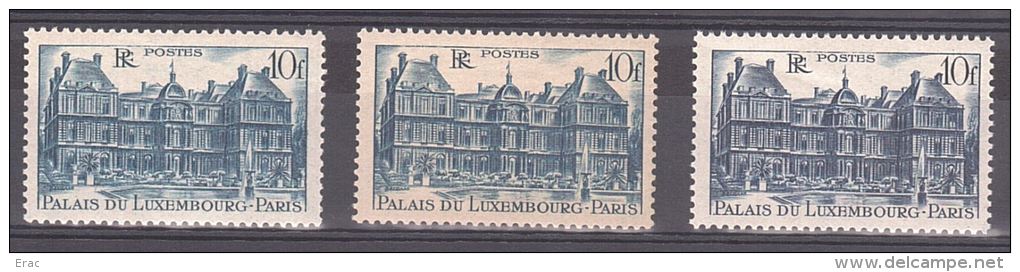 France - 1946 - Variété : Bleu Clair/bleu Foncé, Fond Jaune / Fond Blanc Sur N° 760 - Neufs ** - Palais Du Luxembourg - Neufs