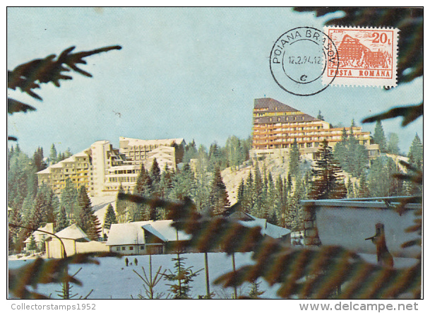 29607- TOURISM, POIANA BRASOV SKI RESORT, HOTELS, MAXIMUM CARD, 1994, ROMANIA - Hôtellerie - Horeca