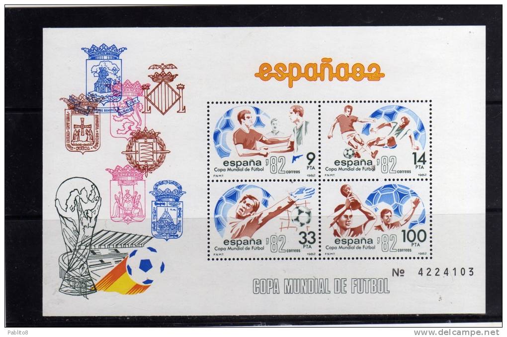 SPAIN ESPAÑA SPAGNA 1982 WORLD SOCCER CUP FOOTBALL CAMPIONATI MONDIALI CALCIO BLOCK SHEET BLOCCO FOGLIETTO FEUILLET MNH - Blocks & Sheetlets & Panes