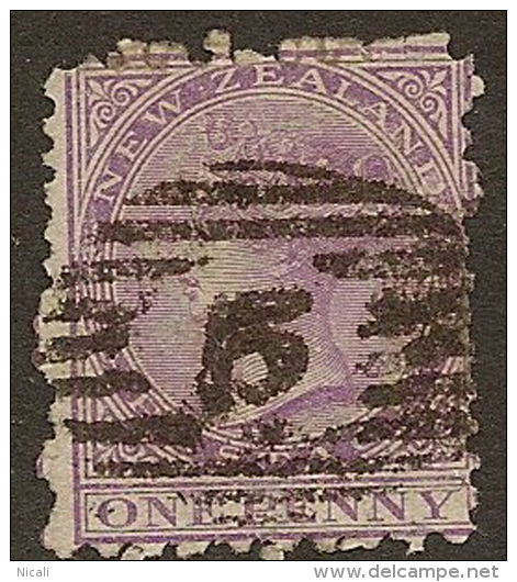 NZ 1874 1d Lilac P10x12.5 FSF SG 159 U #NT224 - Gebruikt