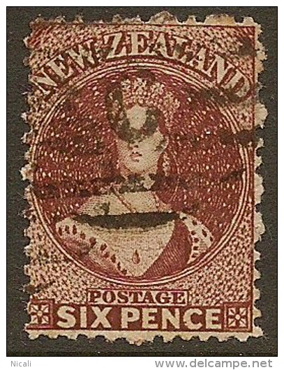 NZ 1855 6d Brown FFQ P12.5 SG 122 U #NQ32 - Used Stamps