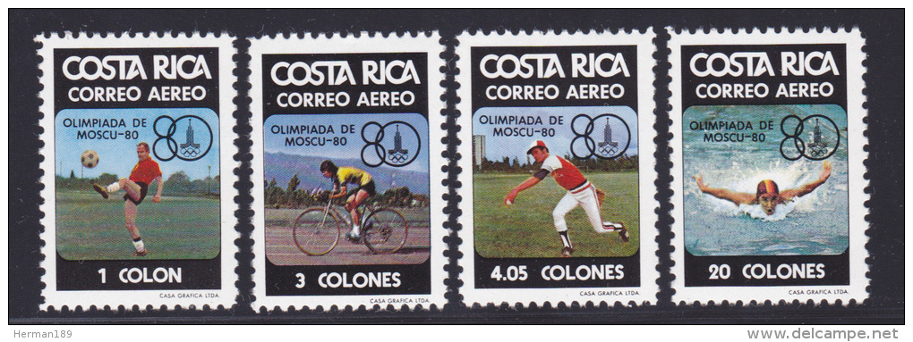 COSTA RICA AERIENS N°  764 à 767 ** MNH Neufs Sans Charnière, TB (D585) Sports, Jeux Olympiques De Moscou - 1980 - Costa Rica