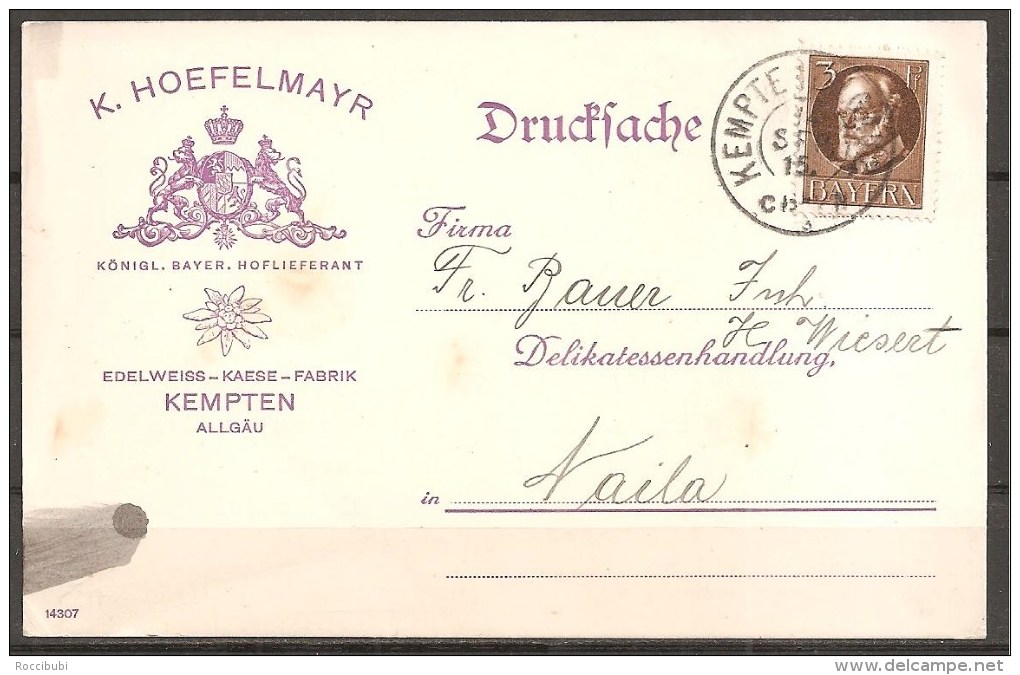 = K. Hoefelmayr - Edelweiss - Käse - Fabrik Kempten 1915 = - Sonstige & Ohne Zuordnung