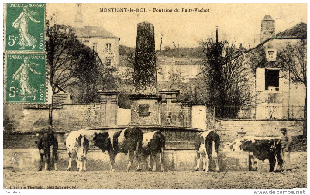 52 - MONTIGNY-LE-ROI - Fontaine Du Puits-Vachot - Animée, Vaches - Montigny Le Roi