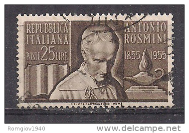 ITALIA 1955 ANTONIO ROSMINI SASS. 781 USATO  VF - 1946-60: Mint/hinged